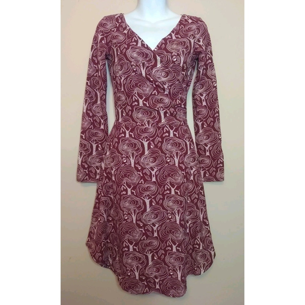 blue platypus Women‎ Plum White Trees Acorns Autumn Fall dress Size XS